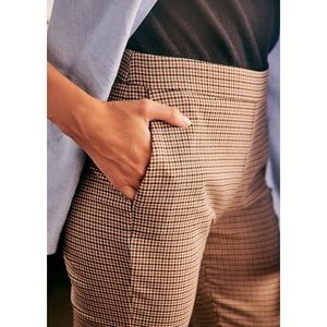 Sézane Clara Trousers in Carreaux London Brown Écru Bleu sz. 46